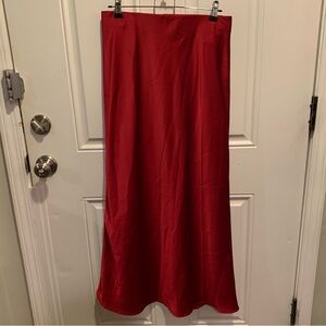 Elegant Red Maxi A-line Waistband Skirt for Night Out Size M